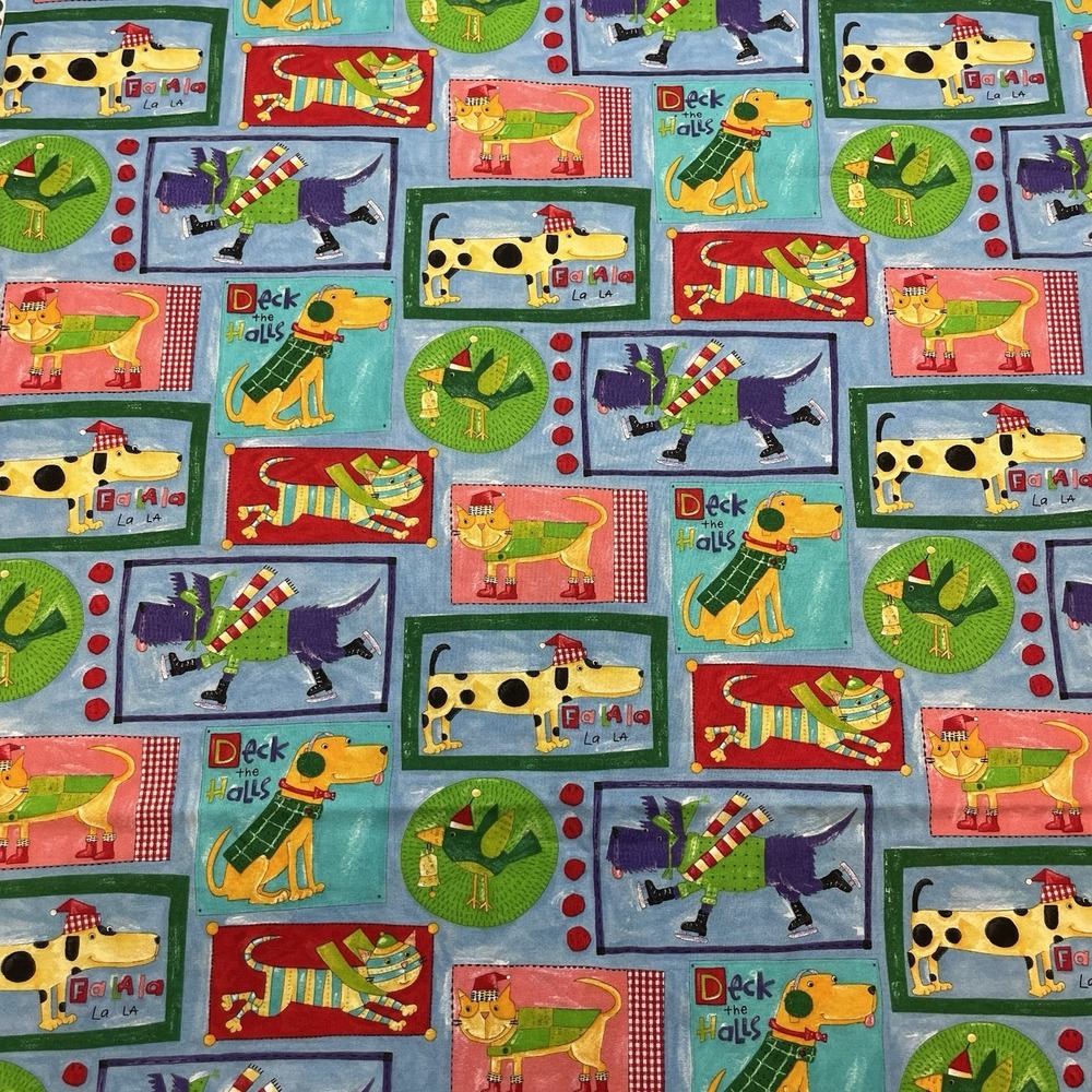 Nancy Wolff Designs Holiday Fabric Dogs Cats Let it Snow Robert Kaufman 2.41 yds